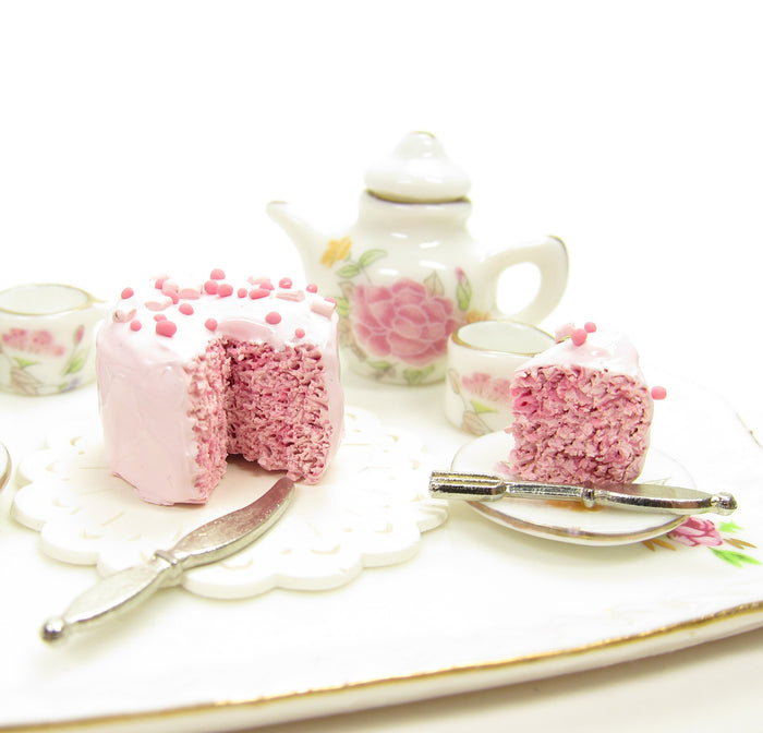 Polymer Clay Miniature Pink Dollhouse Cake