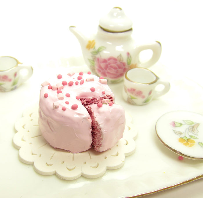 Pink Polymer Clay Cake with Sprinkles