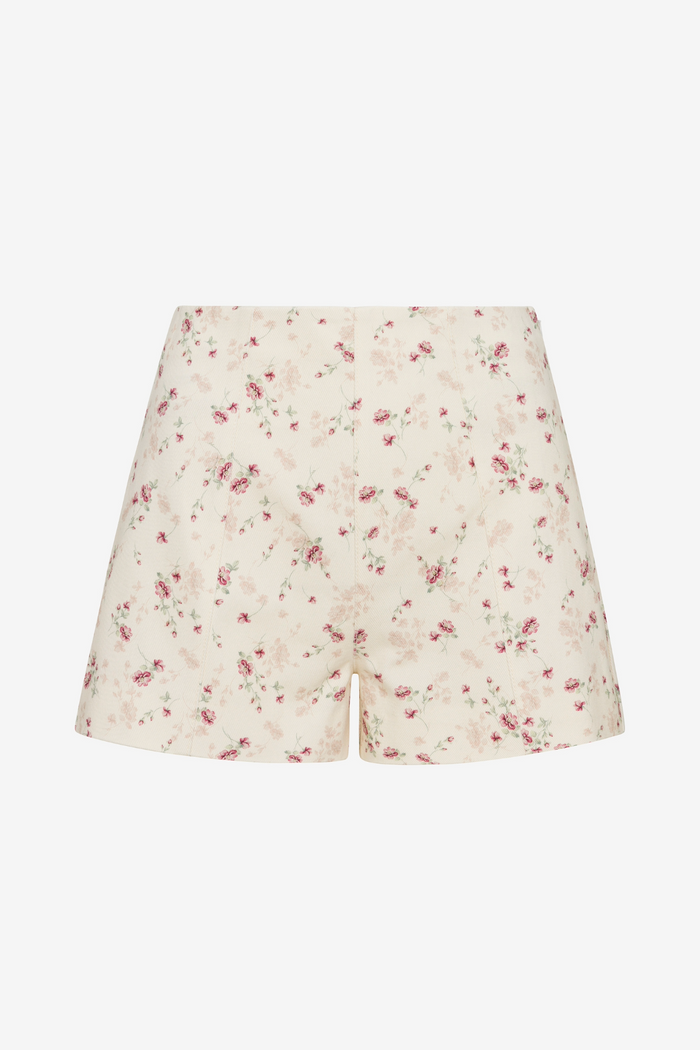 HEVRON Poppy Printed Ditsy Rose Tailored Shorts, product front view