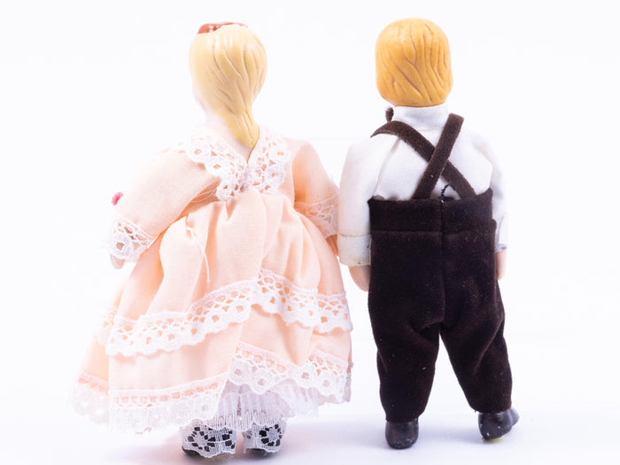 Porcelain Little Boy & Girl Doll with Blonde Molded Hair