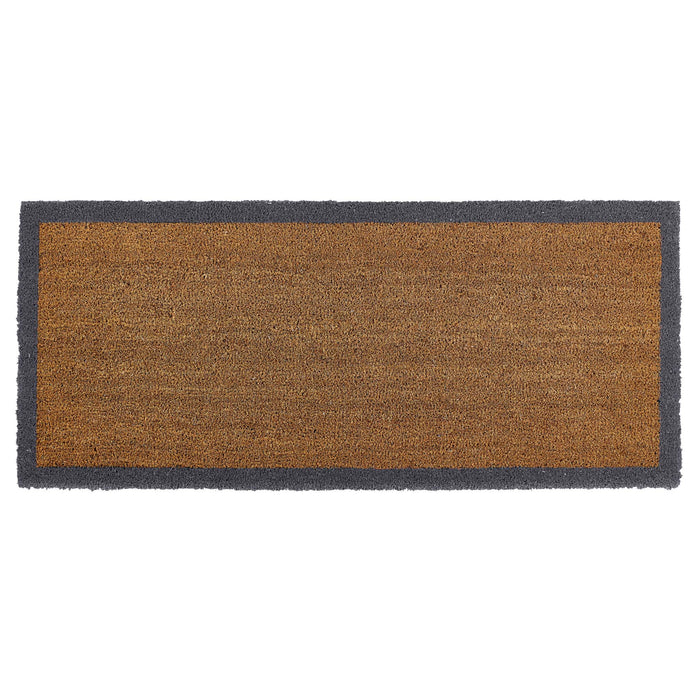 Printed Coir Border Grey Blue Runner. An eco-friendly runner with a blue grey border.