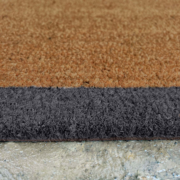 Printed Coir Border Grey Blue Runner. An eco-friendly doormat featuring a blue grey border.