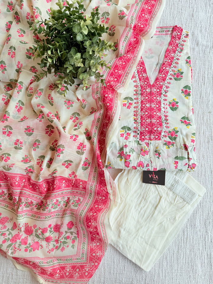 Printed cotton ready suit set