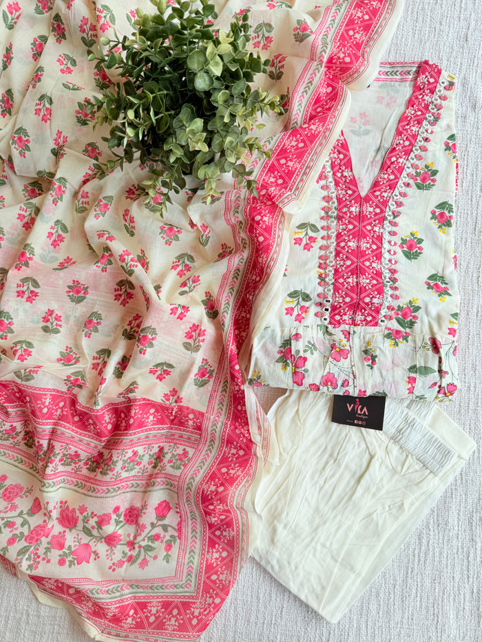 Printed cotton ready suit set