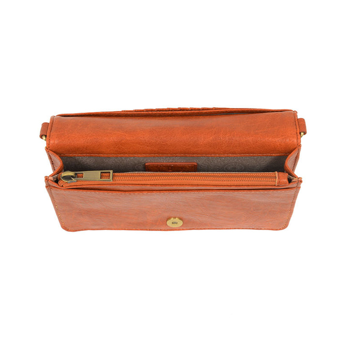 Pumpkin Vegan Leather Mini Foldover Billie Crossbody Interior Zip Pocket