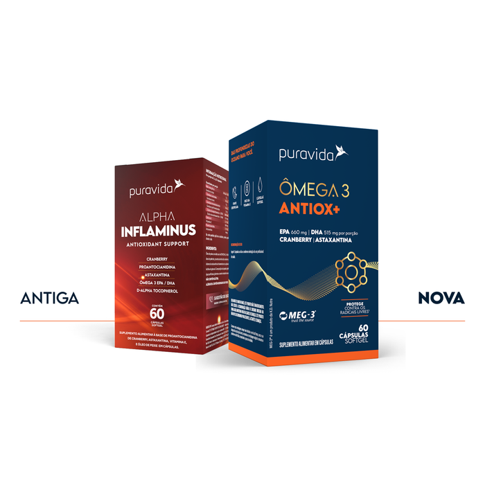 PURAVIDA | Ômega 3 Antiox + (60 Cápsulas) - Antigo Inflaminus - mudou de nome!