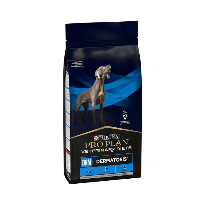 Purina Pro Plan Veterinary Diets DRM Dermatosis Dry Dog Food on white background