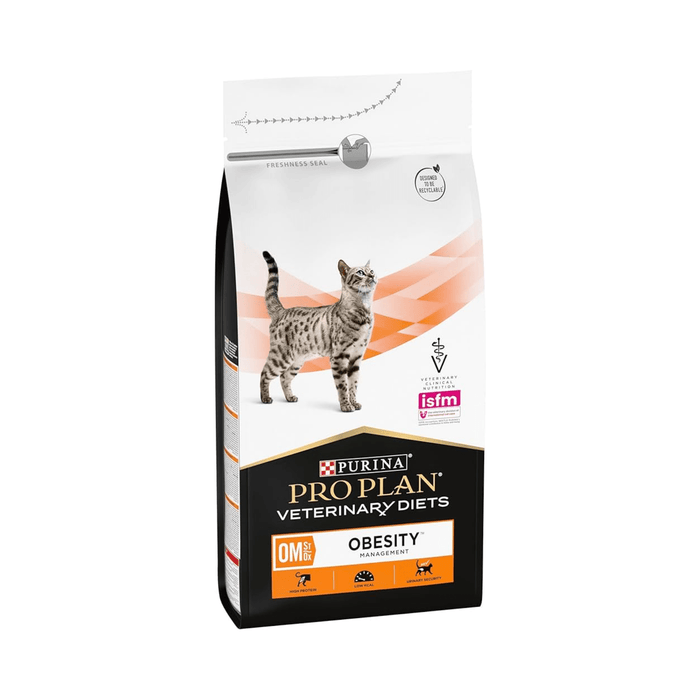 Purina Pro Plan Veterinary Diets OM Obesity Dry Cat Food on white background