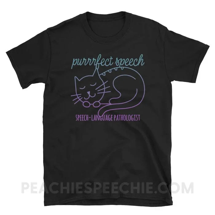 Purrrfect Speech Classic Tee - Black / S - T-Shirts & Tops peachiespeechie.com