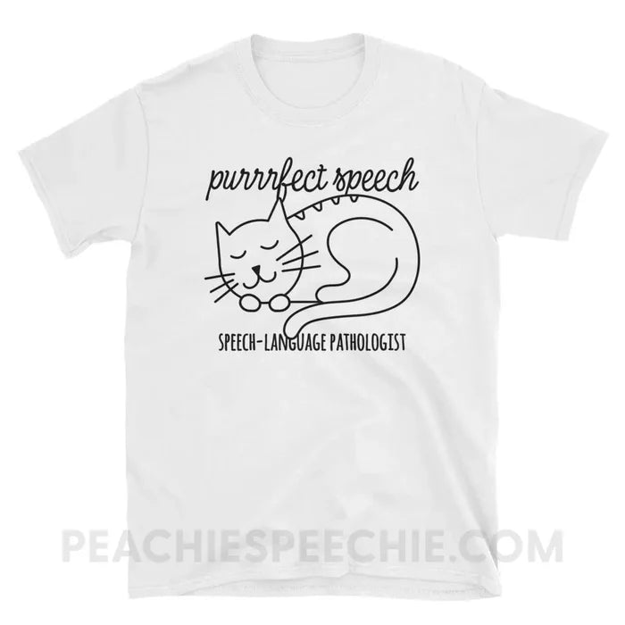 Purrrfect Speech Classic Tee - White / S - T-Shirts & Tops peachiespeechie.com