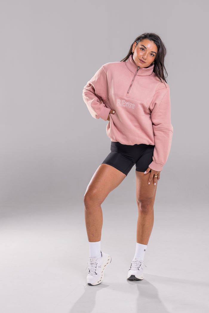 Quarter Zip Sweater - Soft Pink