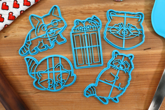 Raccoon Cookie Cutters  - Happy Raccoon, Raccoon Face, Sleepy Raccoon, Standing Raccoon, Trash Raccoon- Trash Panda Gift