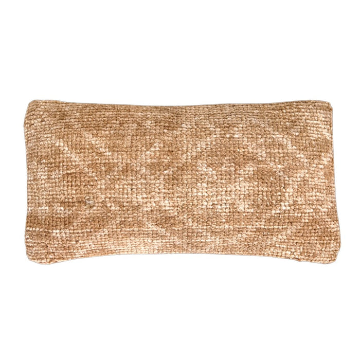 Handmade Turkish oushak pillow cover made with vintage rugs tan 8x16