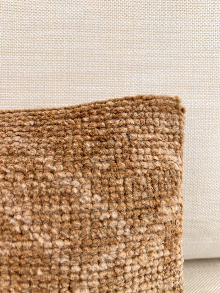 Handmade Turkish oushak pillow cover made with vintage rugs tan 8x16
