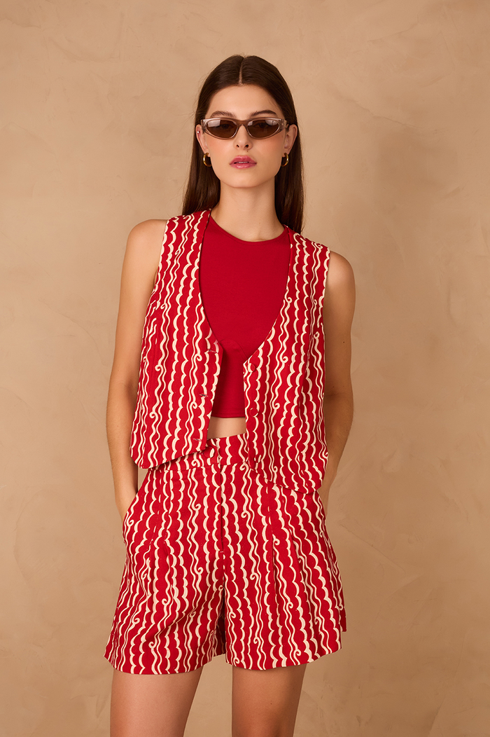 Red Sleeveless Corset Crop Top