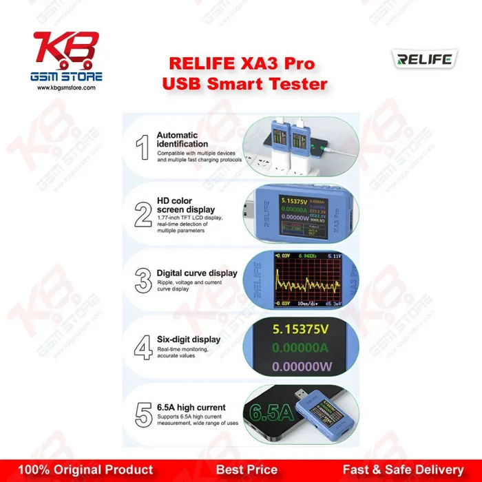 RELIFE XA3 Pro USB Smart Tester - PD QC Fast Charging Protocol Detector