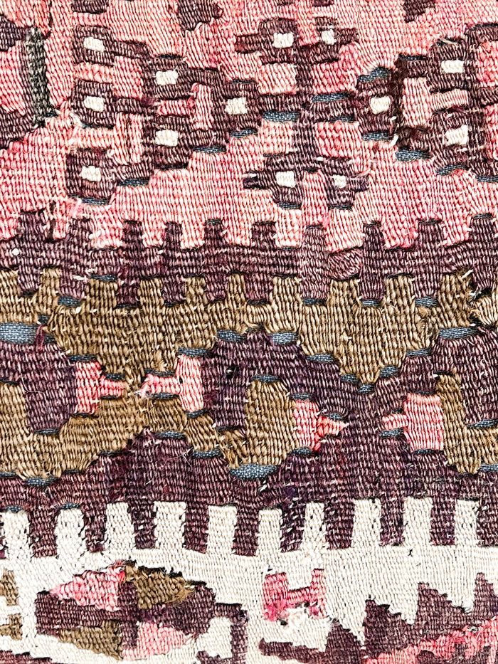 traditional Handmade Turkish kilim pillow cover made with vintage rugs 16x24 pink olive boho scandanavian design