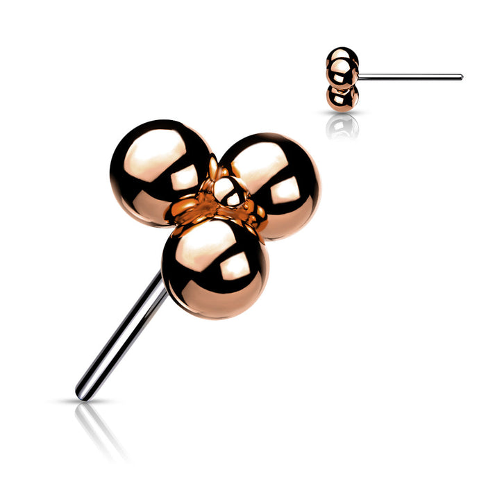 Rose Gold Titanium 3 Ball Threadless Top Titanium / Rose Gold Threadless Tops