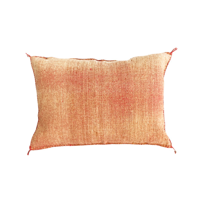 Artisanal Handmade Moroccan embroidered cactus silk sabra lumbar pillow rust orange handwoven boho eclectic decor
