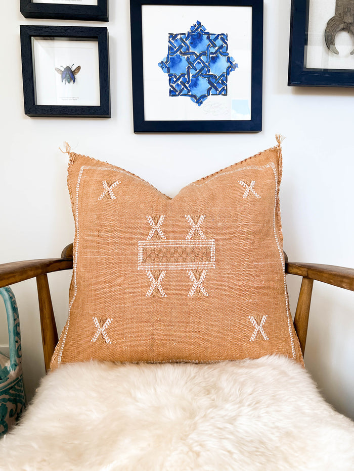 Rust L Moroccan Sabra Cactus Silk Pillow