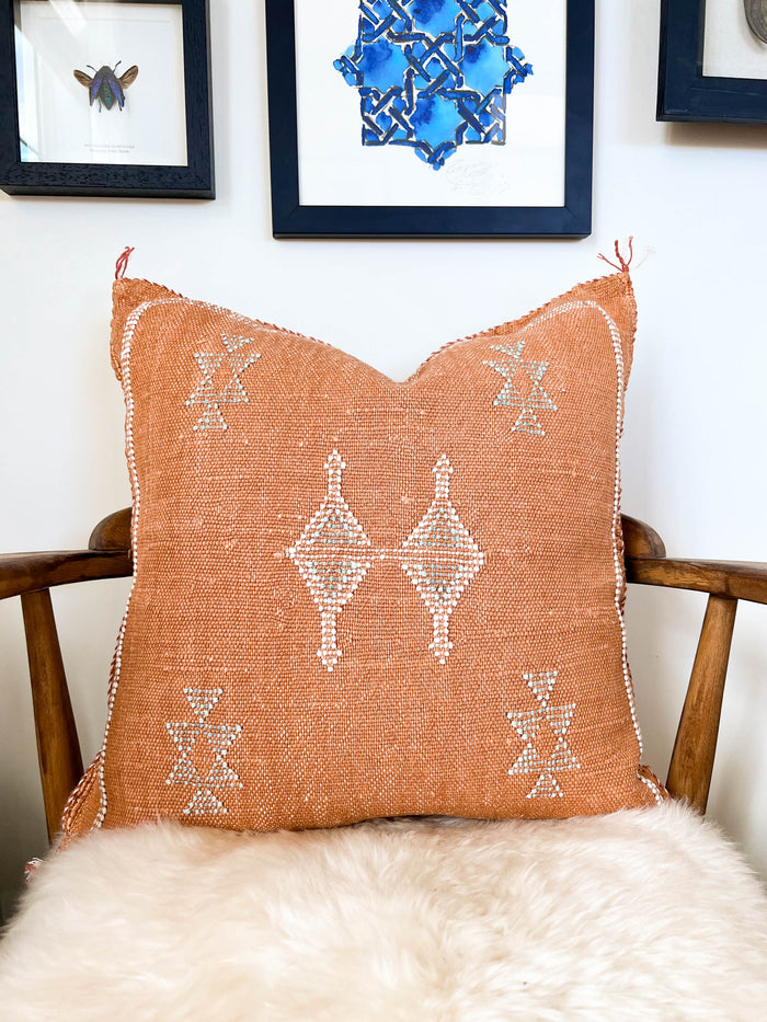 Rust XLI Moroccan Sabra Cactus Silk Pillow