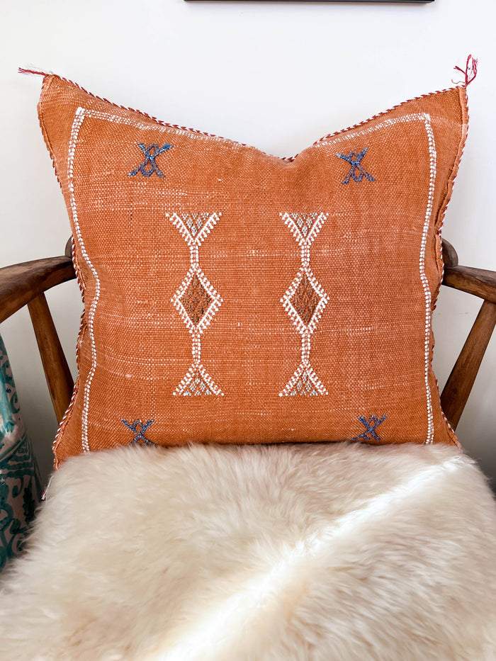 Rust XLIX Moroccan Sabra Cactus Silk Pillow