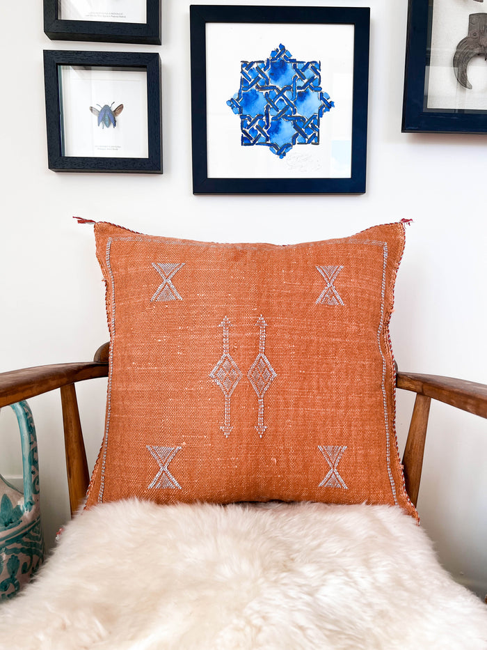 Rust XLV Moroccan Sabra Cactus Silk Pillow