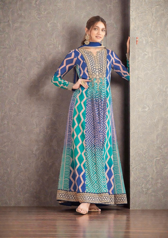 Saawan : Chinon silk long gowns by Kurti Connection USA