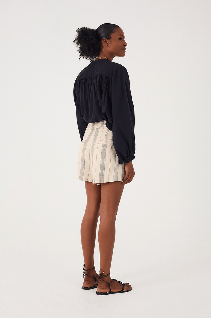 Sand Stripes Side Pockets Linen Skorts_6