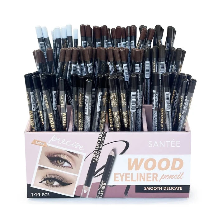 Santée Wood Eyeliner Pencil Bulk Display Set (144 Pcs) – Smooth & Delicate Precision Eye Makeup Pencils, Wholesale