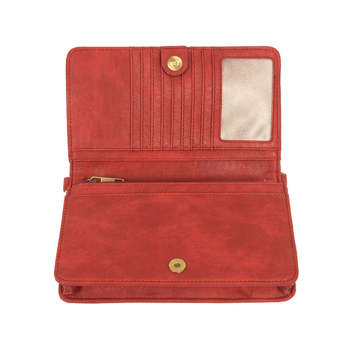Scarlet Vegan Leather Mini Foldover Billie Crossbody Interior View Organizer