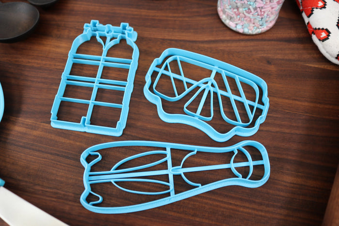 Scuba Diving Cookie Cutters, Set 1 - Depth Gauge, Scuba Fins, Scuba Goggles, Scuba Respirator, Scuba Tank - Water Sports
