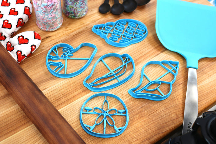 Seashell Cookie Cutters - Babylon Shell, Sand Dollar, Nautilus, Tulip Conch, Egg Crownie - Beach Gift IDea