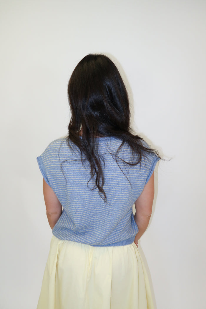 Seaside Stripe Sleeveless Sweater - The Pink Tulip Clothing