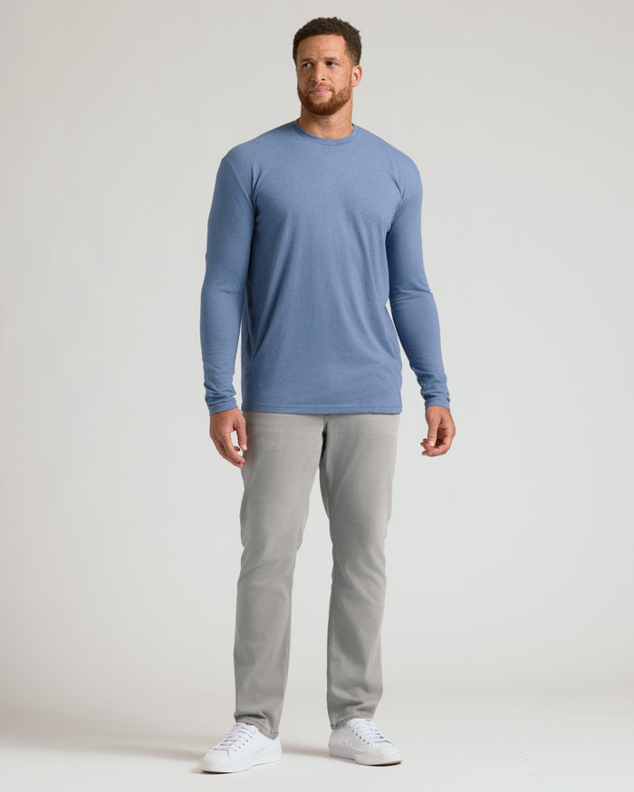 Seasonal Tall Classic Long Sleeve Crew 3-Pack on a tall man.