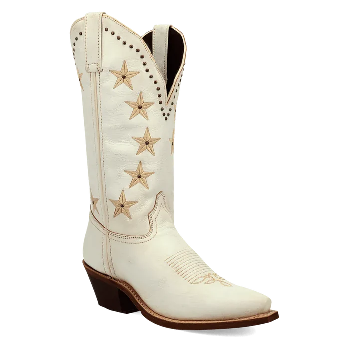 Serenade Wide Calf Leather Boot in White by Laredo