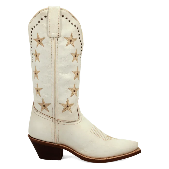 Serenade Wide Calf Leather Boot in White by Laredo