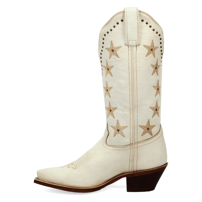 Serenade Wide Calf Leather Boot in White by Laredo