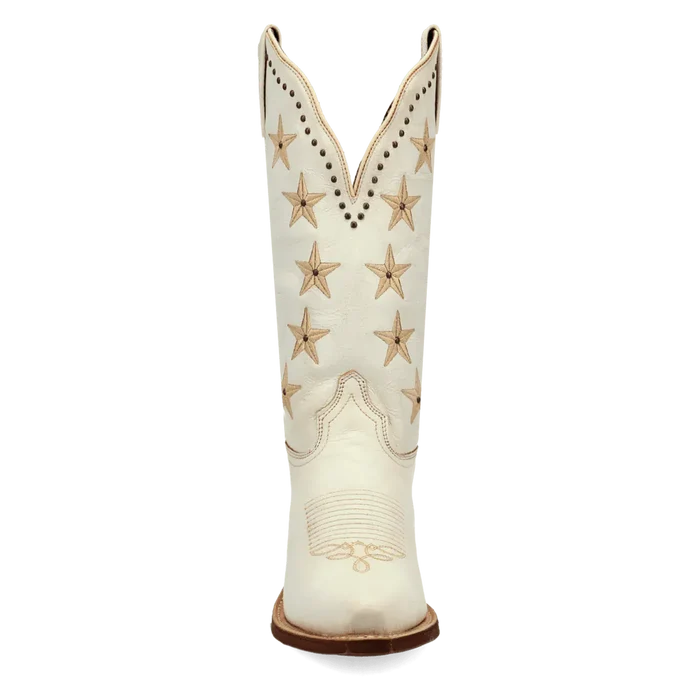 Serenade Wide Calf Leather Boot in White by Laredo