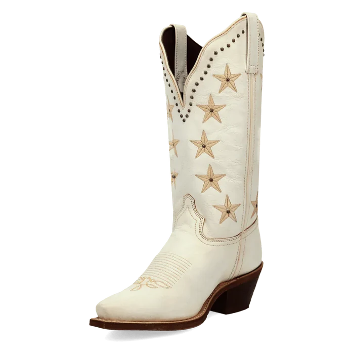 Serenade Wide Calf Leather Boot in White by Laredo
