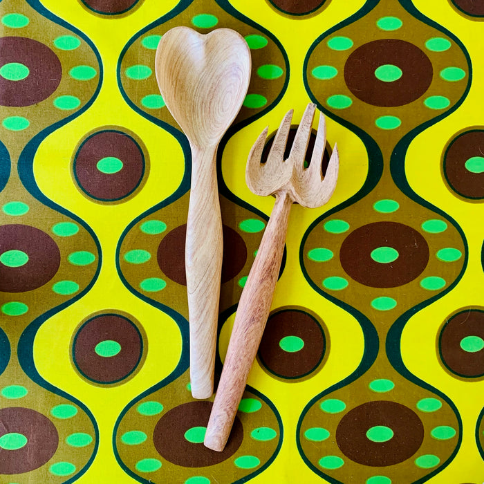 Served With Love Wooden Serving Spoon & Fork