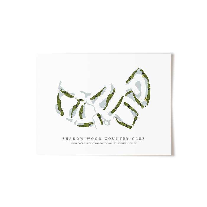Shadow Wood Country Club - South Course | Golf Course Map | Unframed