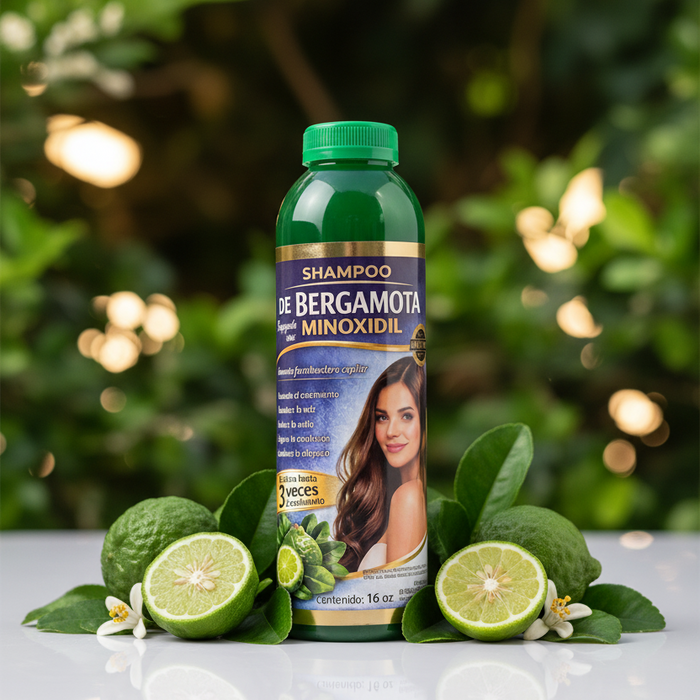 Shampoo de Bergamota con Minoxidil (Pack of 6, 16 oz Each) – Hair Loss Treatment & Fast Hair Growth Formula