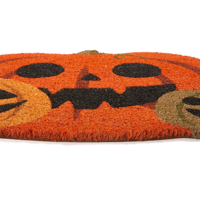 Pumpkin Halloween Coir Doormat in Orange made from natural coconut husk fibres.