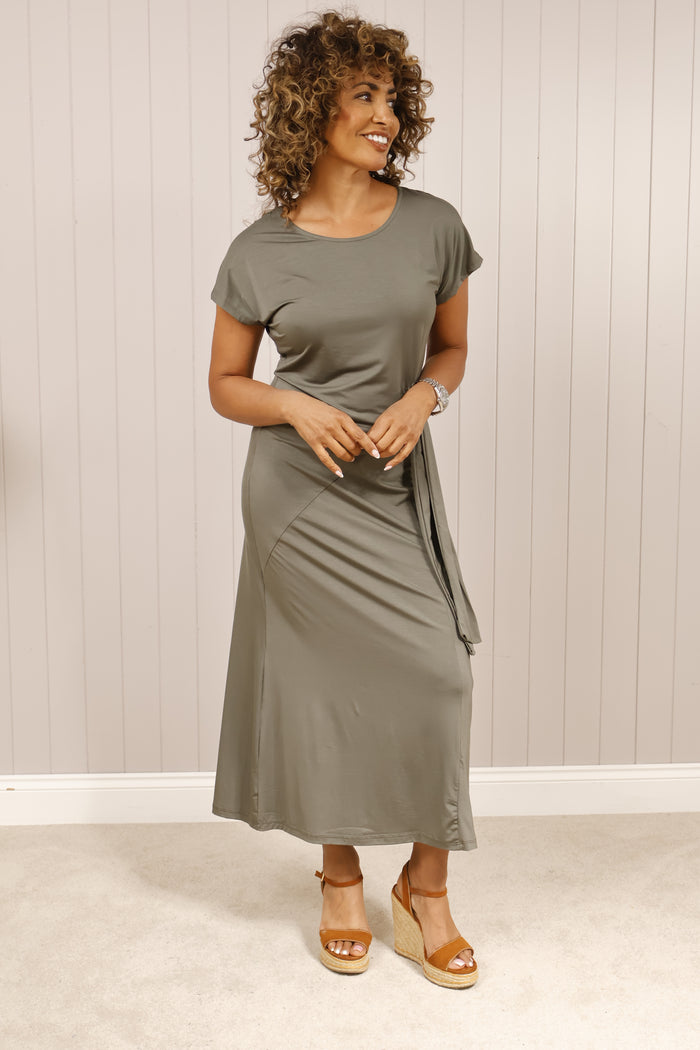 Sia Side Tie Dress Khaki