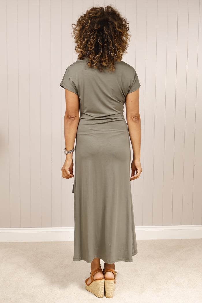 Sia Side Tie Dress Khaki