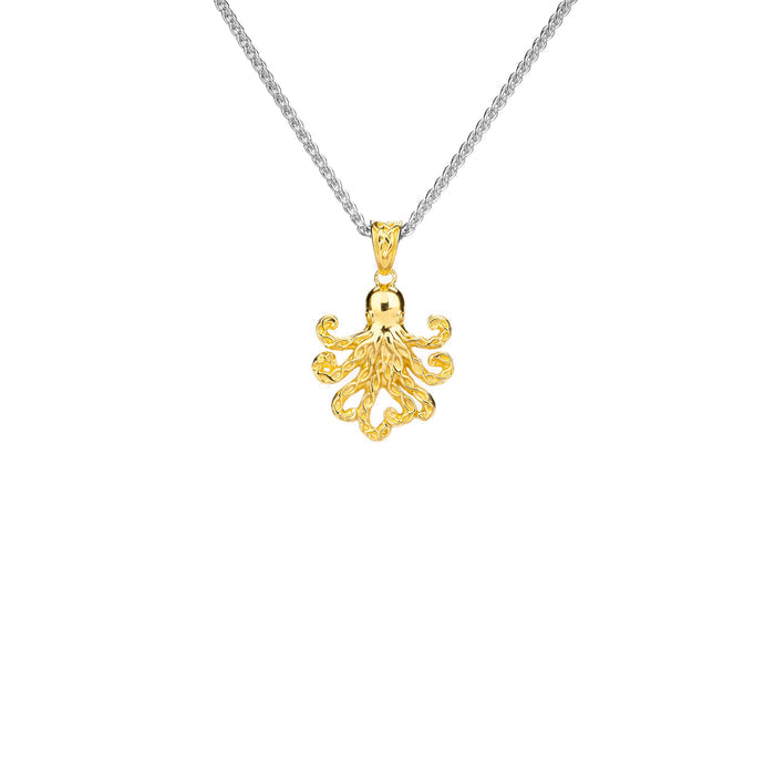 Silver and 18k Vermeil Reversible Octopus Pendant