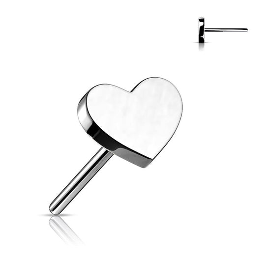 Silver Titanium Heart Threadless Top Titanium / Silver Threadless Tops