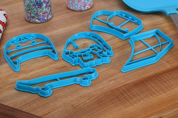 Skateboard Cookie Cutters - Skateboard Outline, Skateboarding Helmet, Kneepads, Ramps, Skull Deck - SkatingCookie Cutter