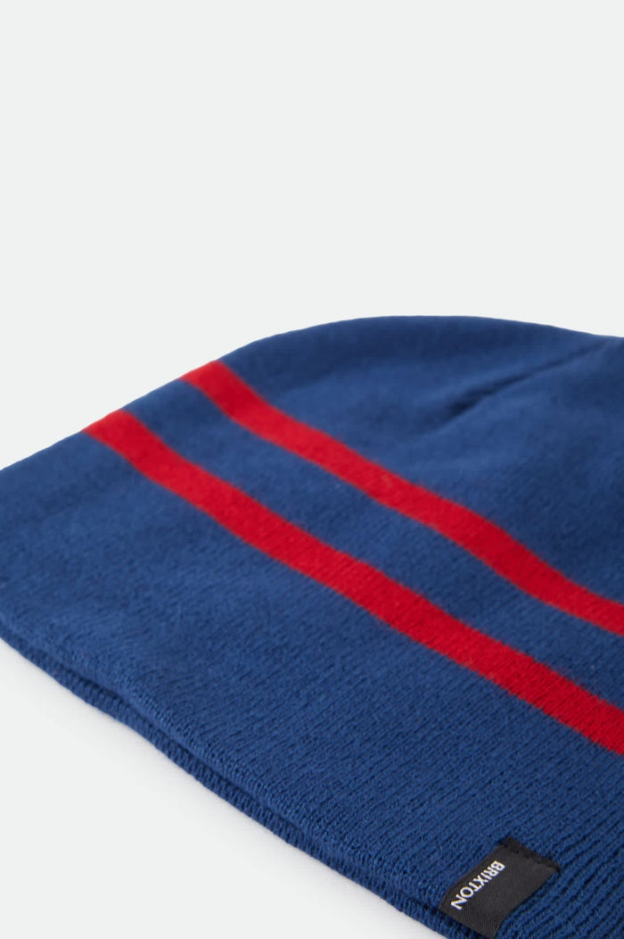 Unisex Skully Beanie in the color Navy/Red Stripe - Additional Laydown image